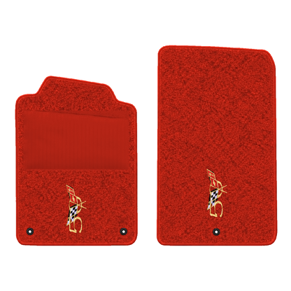 Illustration of 2000 Chevrolet Corvette floor mats with heel pad with the #227 2003 50th Annivers...