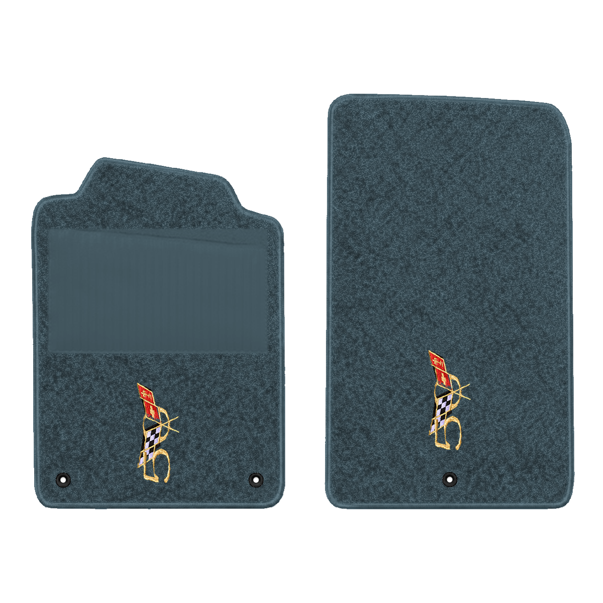 Illustration of 2000 Chevrolet Corvette floor mats with heel pad with the #227 2003 50th Annivers...