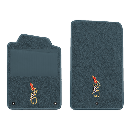 Illustration of 2003 Chevrolet Corvette floor mats with heel pad with the #227 2003 50th Annivers...