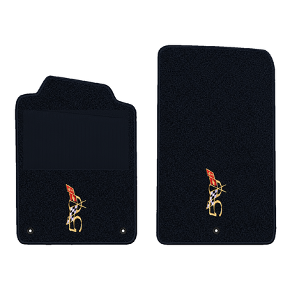 Illustration of 2000 Chevrolet Corvette floor mats with heel pad with the #227 2003 50th Annivers...