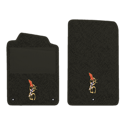 Illustration of 2000 Chevrolet Corvette floor mats with heel pad with the #227 2003 50th Annivers...