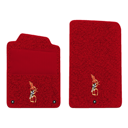 Illustration of 2003 Chevrolet Corvette floor mats with heel pad with the #227 2003 50th Annivers...