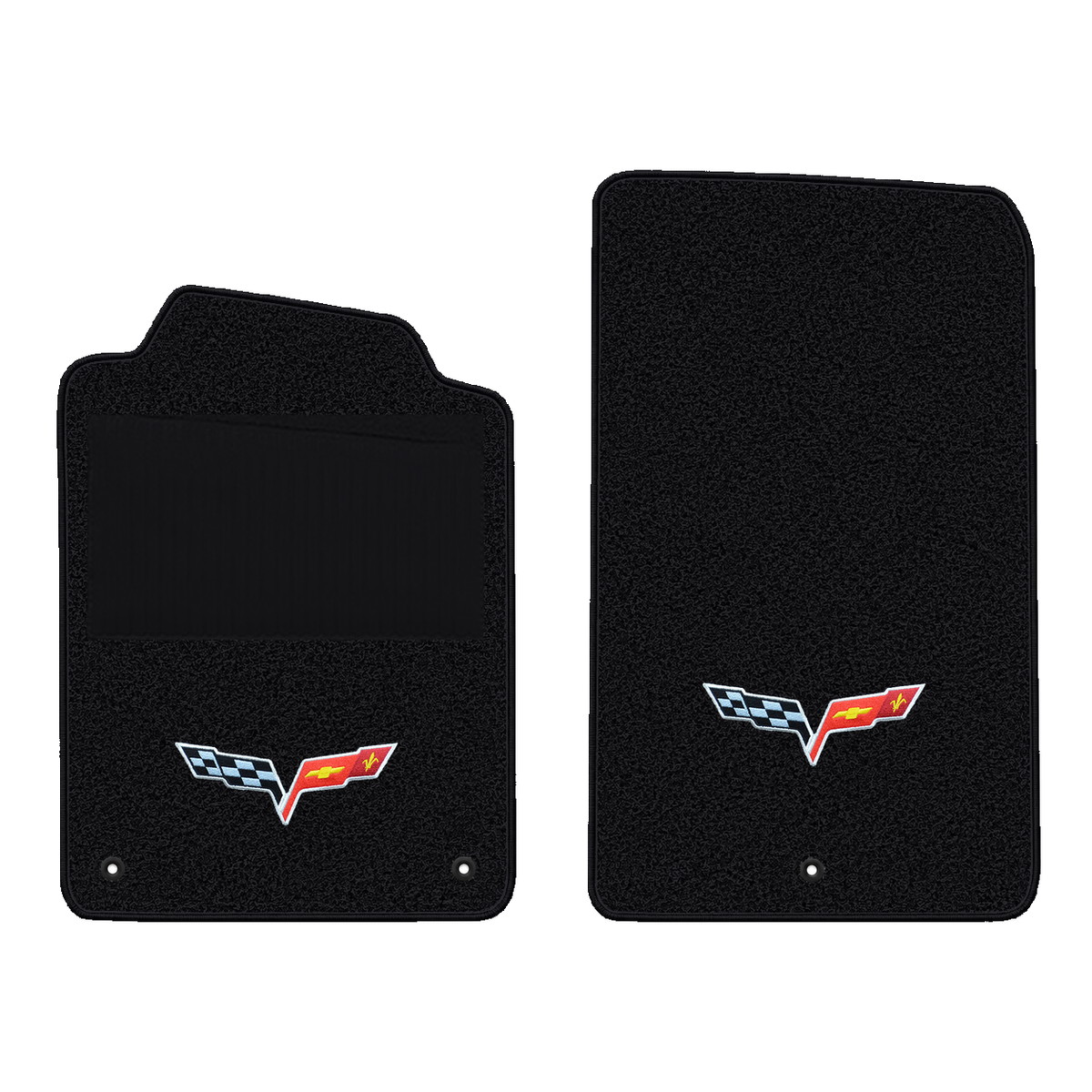 Illustration of 1999 Chevrolet Corvette floor mats with heel pad with the #350 05-13 Corvette C6 ...