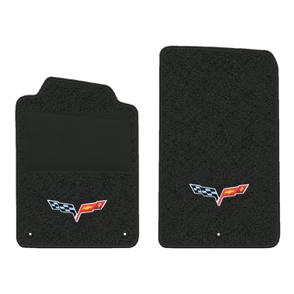 Illustration of 1997 Chevrolet Corvette floor mats with heel pad with the #350 05-13 Corvette C6 ...