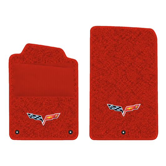 Illustration of 2000 Chevrolet Corvette floor mats with heel pad with the #350 05-13 Corvette C6 ...