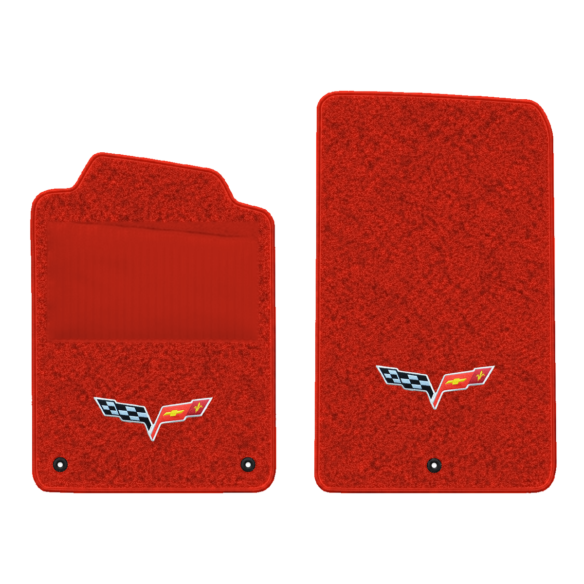 Illustration of 1999 Chevrolet Corvette floor mats with heel pad with the #350 05-13 Corvette C6 ...