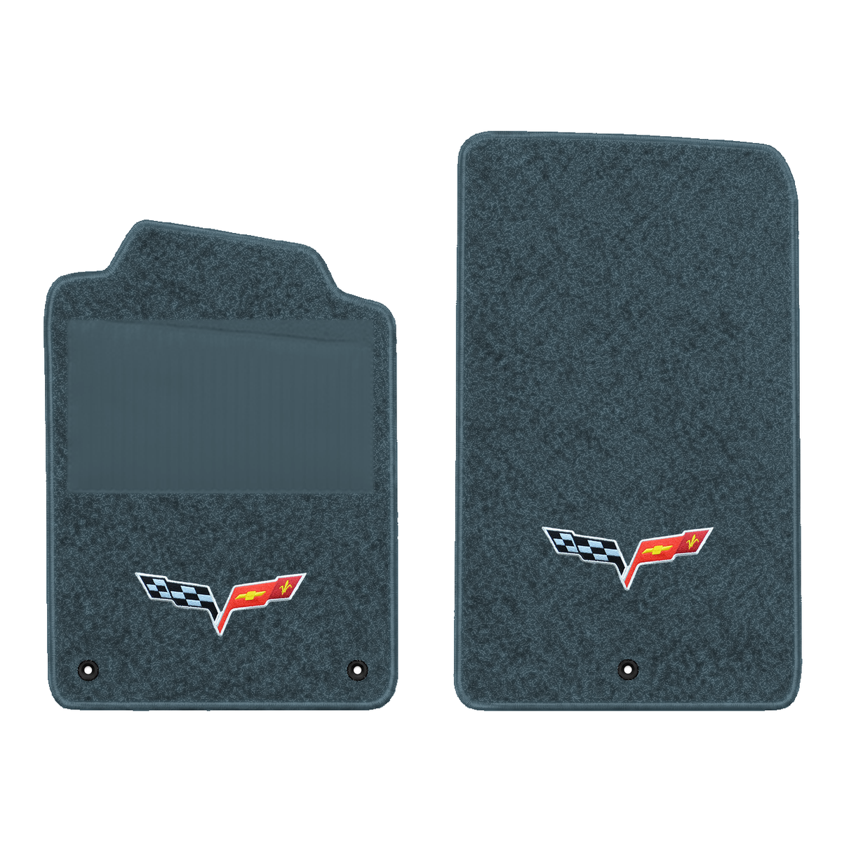 Illustration of 1997 Chevrolet Corvette floor mats with heel pad with the #350 05-13 Corvette C6 ...