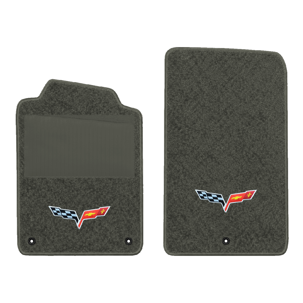 Illustration of 1999 Chevrolet Corvette floor mats with heel pad with the #350 05-13 Corvette C6 ...