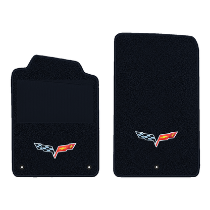Illustration of 1999 Chevrolet Corvette floor mats with heel pad with the #350 05-13 Corvette C6 ...