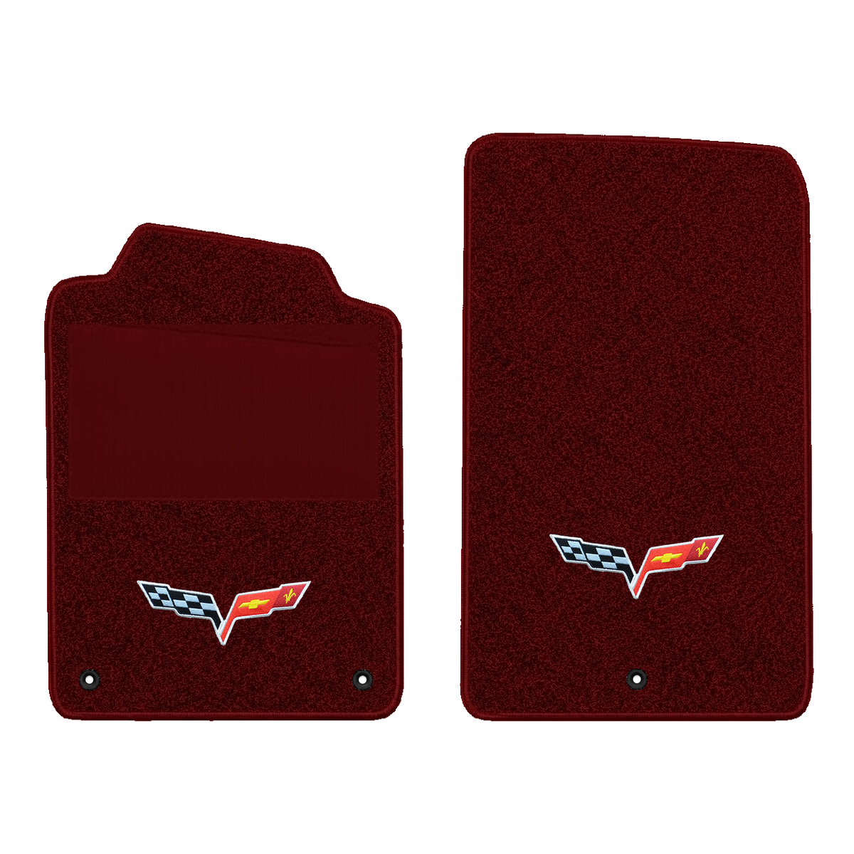 Illustration of 1997 Chevrolet Corvette floor mats with heel pad with the #350 05-13 Corvette C6 ...