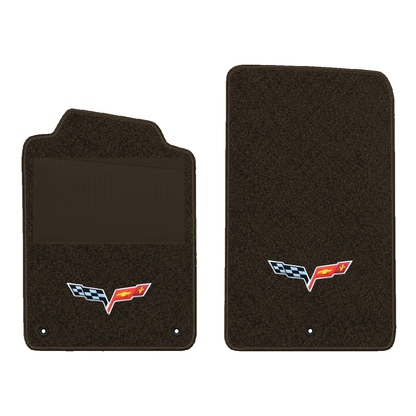 Illustration of 1997 Chevrolet Corvette floor mats with heel pad with the #350 05-13 Corvette C6 ...