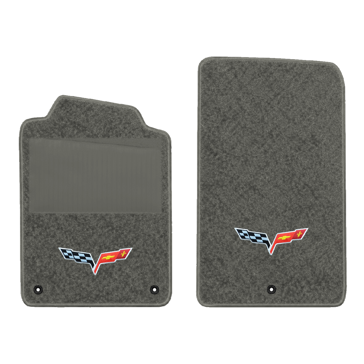 Illustration of 1997 Chevrolet Corvette floor mats with heel pad with the #350 05-13 Corvette C6 ...