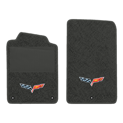Illustration of 1999 Chevrolet Corvette floor mats with heel pad with the #350 05-13 Corvette C6 ...