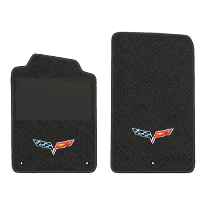 Illustration of 1999 Chevrolet Corvette floor mats with heel pad with the #350 05-13 Corvette C6 ...