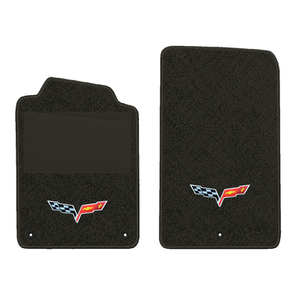 Illustration of 1997 Chevrolet Corvette floor mats with heel pad with the #350 05-13 Corvette C6 ...