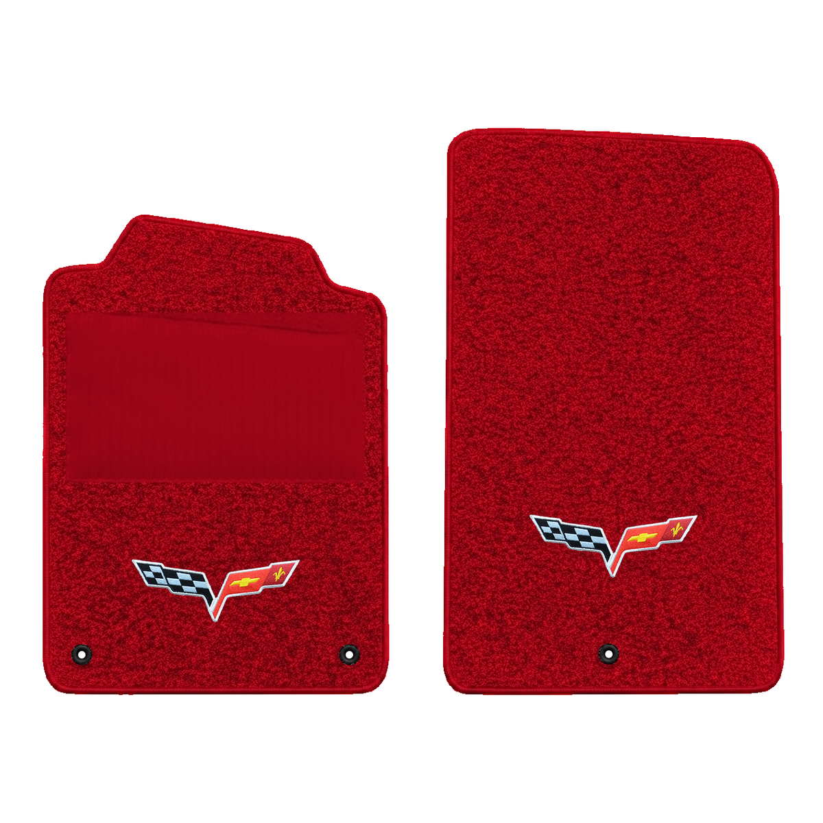 Illustration of 1997 Chevrolet Corvette floor mats with heel pad with the #350 05-13 Corvette C6 ...
