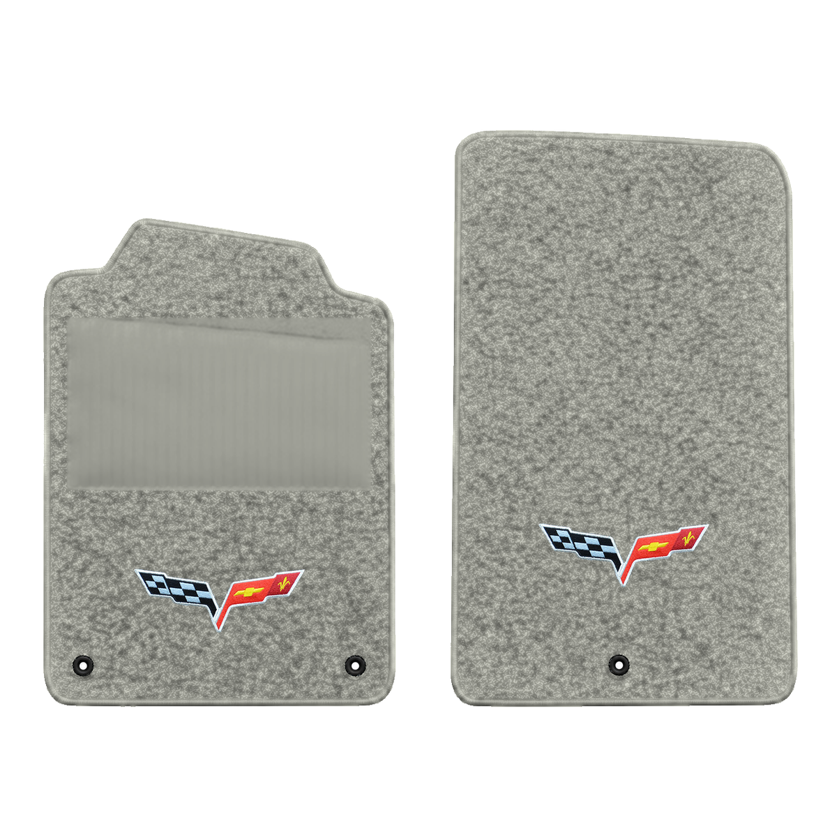 Illustration of 1997 Chevrolet Corvette floor mats with heel pad with the #350 05-13 Corvette C6 ...