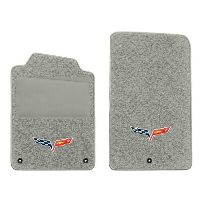 Illustration of 1997 Chevrolet Corvette floor mats with heel pad with the #350 05-13 Corvette C6 ...