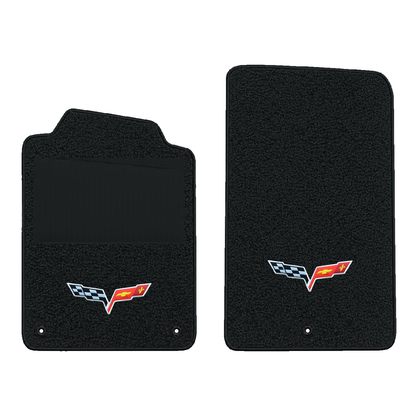 Illustration of 1997 Chevrolet Corvette floor mats with heel pad with the #350 05-13 Corvette C6 ...