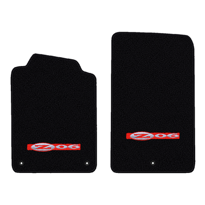 Illustration of 1998 Chevrolet Corvette floor mats without heel pad with the #195 Z06 2001 Corvet...
