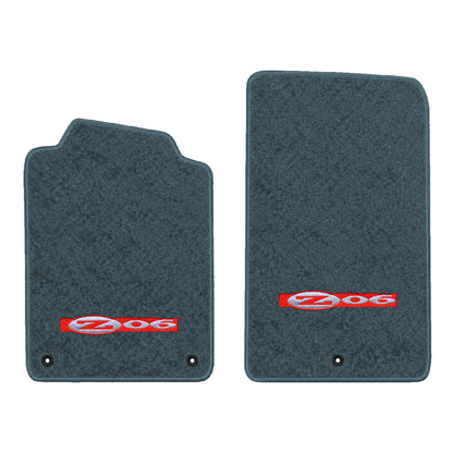 Illustration of 1997 Chevrolet Corvette floor mats without heel pad with the #195 Z06 2001 Corvet...
