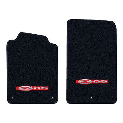 Illustration of 1999 Chevrolet Corvette floor mats without heel pad with the #195 Z06 2001 Corvet...