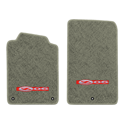 Illustration of 2005 Chevrolet Corvette floor mats without heel pad with the #195 Z06 2001 Corvet...
