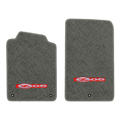 Illustration of 2005 Chevrolet Corvette floor mats without heel pad with the #195 Z06 2001 Corvet...