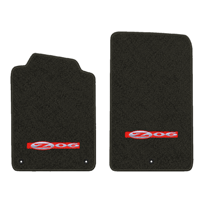 Illustration of 1997 Chevrolet Corvette floor mats without heel pad with the #195 Z06 2001 Corvet...