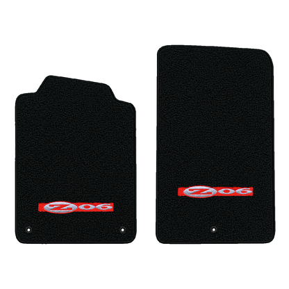 Illustration of 2005 Chevrolet Corvette floor mats without heel pad with the #195 Z06 2001 Corvet...
