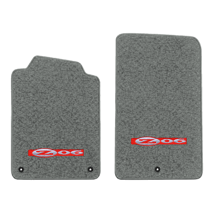 Illustration of 1999 Chevrolet Corvette floor mats without heel pad with the #195 Z06 2001 Corvet...