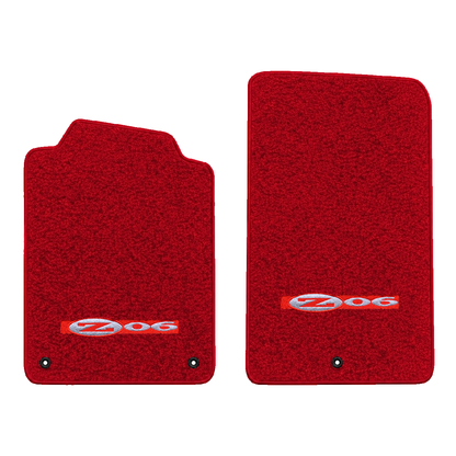 Illustration of 1997 Chevrolet Corvette floor mats without heel pad with the #195 Z06 2001 Corvet...