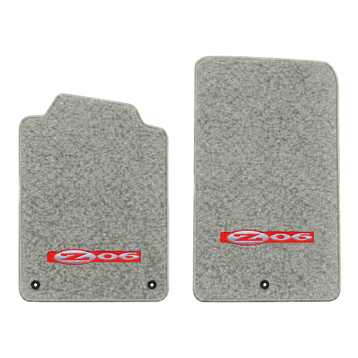 Illustration of 2005 Chevrolet Corvette floor mats without heel pad with the #195 Z06 2001 Corvet...