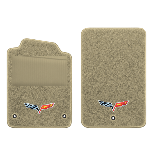 Illustration of 2008 Chevrolet Corvette floor mats with heel pad with the #350 05-13 Corvette C6 ...
