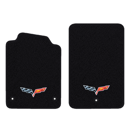Illustration of 2010 Chevrolet Corvette floor mats without heel pad with the #350 05-13 Corvette ...
