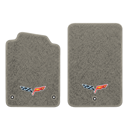 Illustration of 2010 Chevrolet Corvette floor mats without heel pad with the #350 05-13 Corvette ...