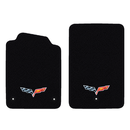 Illustration of 2010 Chevrolet Corvette floor mats without heel pad with the #350 05-13 Corvette ...