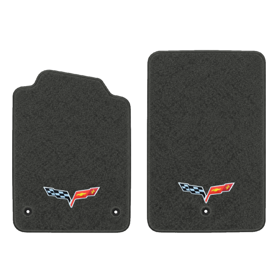 Illustration of 2010 Chevrolet Corvette floor mats without heel pad with the #350 05-13 Corvette ...