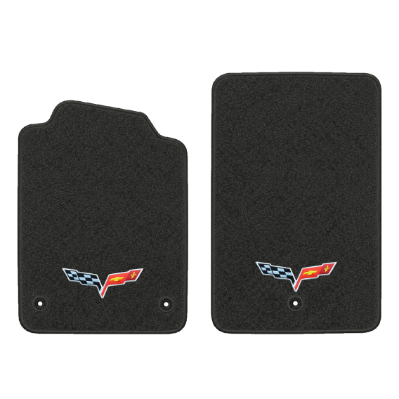 Illustration of 2010 Chevrolet Corvette floor mats without heel pad with the #350 05-13 Corvette ...