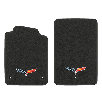 Illustration of 2010 Chevrolet Corvette floor mats without heel pad with the #350 05-13 Corvette ...