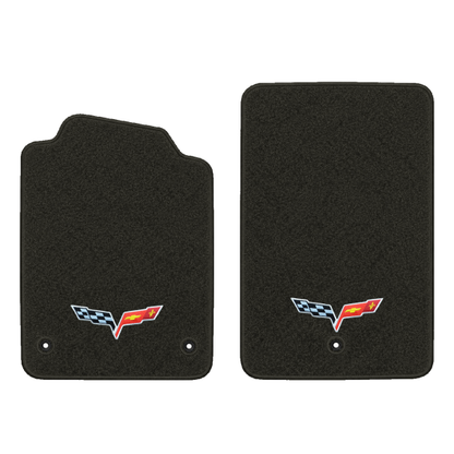 Illustration of 2010 Chevrolet Corvette floor mats without heel pad with the #350 05-13 Corvette ...