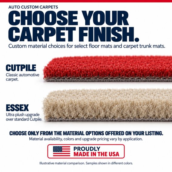 Choose your carpet finish: ACC Cutpile and ultra plush Essex material comparison (illustrative) -...