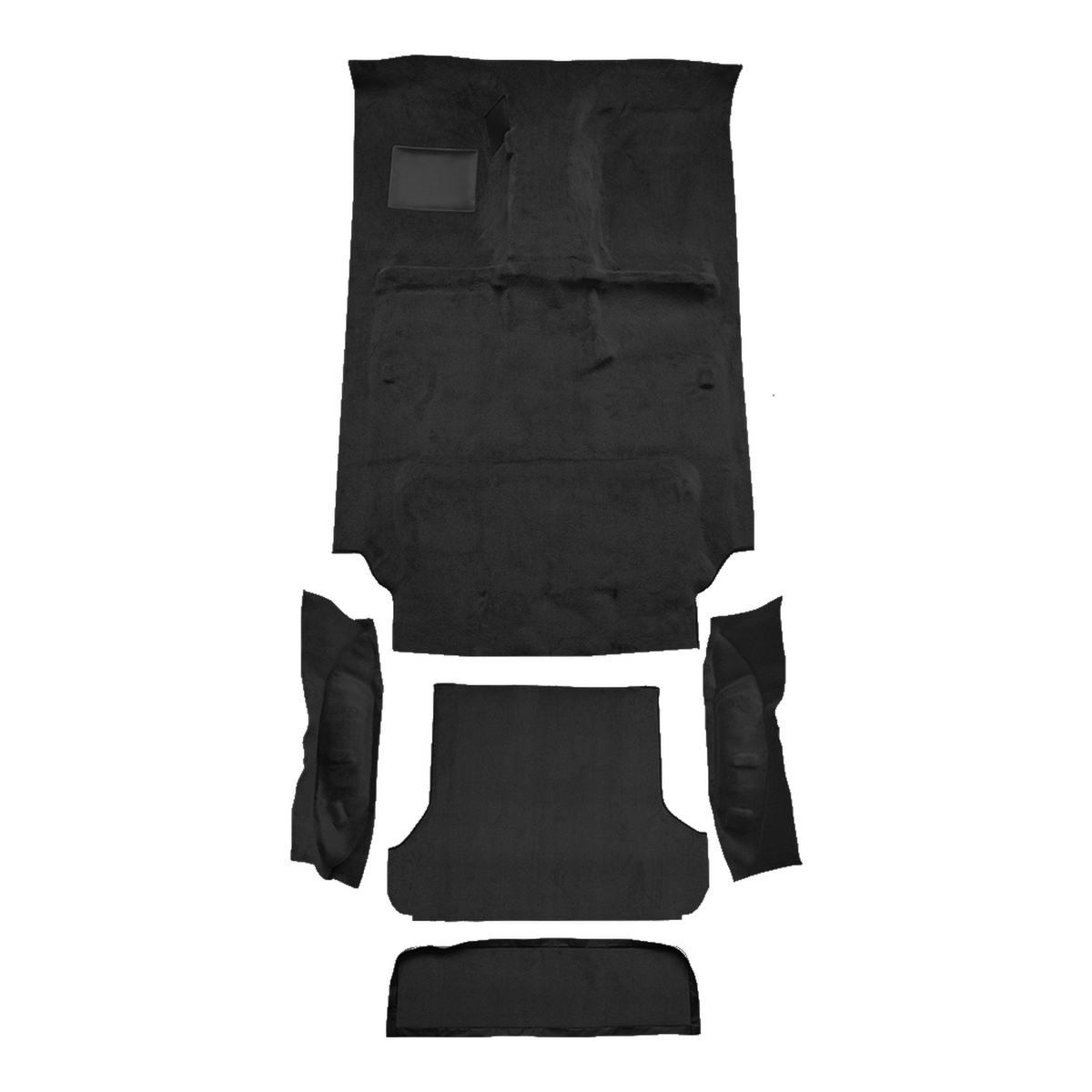 Illustration of 1991-1997 Toyota Land Cruiser ACC Cutpile molded carpet in 801 Black, digitally recolored from the ACC supplier photo