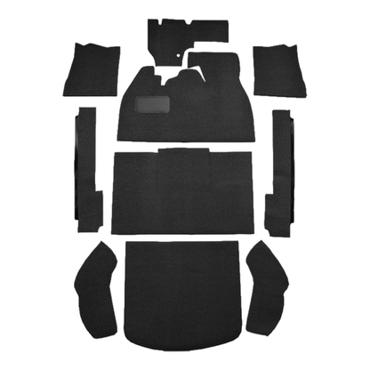Illustration of 1974-1977 Volkswagen Beetle ACC Cutpile cut-and-sewn carpet in 801 Black, digital...