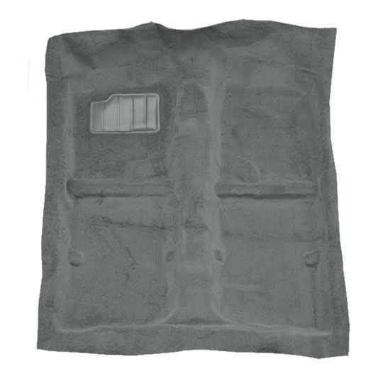 Illustration of 1990-1994 Mazda 323 2DR Front Wheel Drive Cutpile Molded Carpet - 1 Piece in 807 Dark Gray, digitally recolored from the ACC supplier photo.
