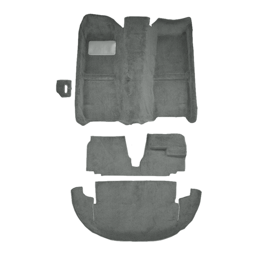 Illustration of 1994-1997 Mazda Miata Complete Cutpile Molded Carpet - 4 Piece in 807 Dark Gray, digitally recolored from the ACC supplier photo.