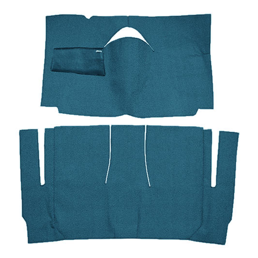 Illustration of 1959 Ford Galaxie 2DR Hardtop Standard Seats Cut & Sewn Loop Carpet - 2 Piece in 06 Ford Blue, digitally recolored from the ACC supplier photo.