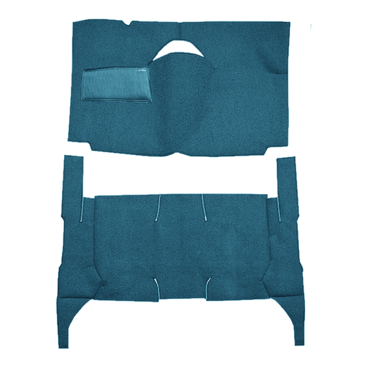 Illustration of 1959 Ford Galaxie 4DR Sedan Standard Seats Cut & Sewn Loop Carpet - 2 Piece in 06 Ford Blue, digitally recolored from the ACC supplier photo.