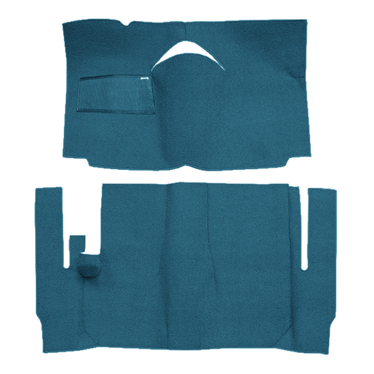 Illustration of 1959 Ford Galaxie 2DR Convertible Power Seats Cut & Sewn Loop Carpet - 2 Piece in 06 Ford Blue, digitally recolored from the ACC supplier photo.