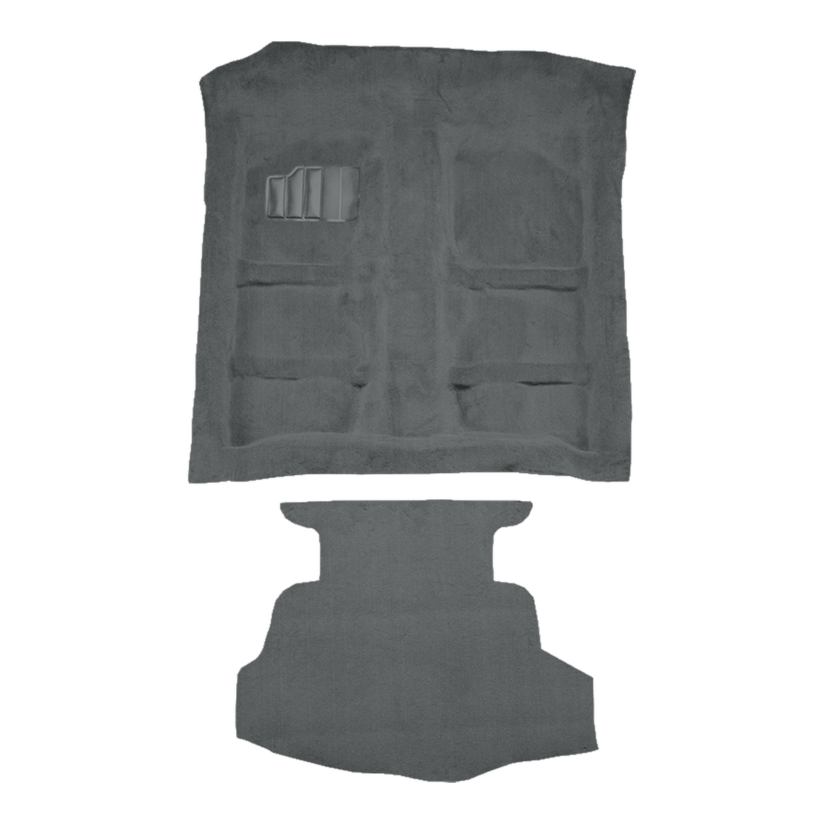 Illustration of 1995-1999 Mitsubishi Eclipse GST or GS Front wheel drive Complete Coupe Cutpile Molded Carpet - 2 Piece in 903 Mist Gray, digitally recolored from the ACC supplier photo.